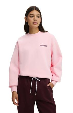 Cotton On Womens Active Plush Graphic Crew Sweatshirt in Cherry Dream Bw Club at Nordstrom, Size X-Large