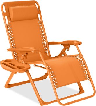 Best Choice Products Monochromatic Zero Gravity Chair, Folding Patio Recliner w/Side Tray, Headrest