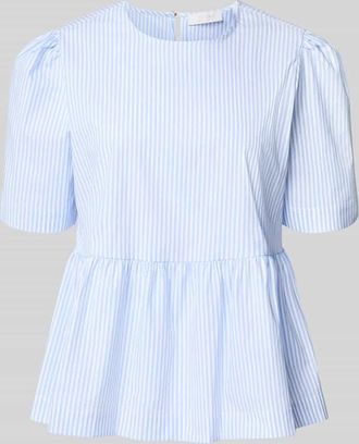 Rich & Royal Bluse mit Rundhalsausschnitt und Knopfverschluss in Blau, Gr&ouml;&szlig;e 42