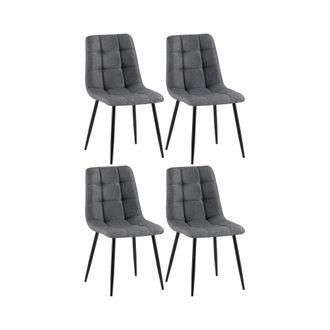 Clp Set de 4 silla de comedor con reposapi&eacute;s en tela gris oscuro