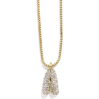 BaubleBar Mini Pav&eacute; Bubble Initial Necklace in Gold A at Nordstrom