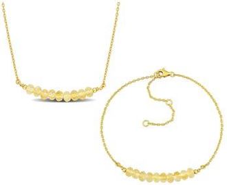 Delmar Beaded Citrine Bracelet & Necklace Set in Yellow Gold/Citrine at Nordstrom Rack