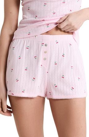 Etam Katell Pointelle Cotton Pajama Shorts in Imp Fond Rose at Nordstrom, Size X-Small