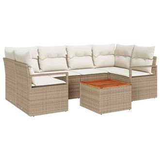 vidaXL Vidaxl - Set Divano Da Giardino 7 Pcs Beige, Bianco