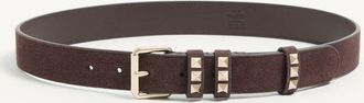 Valentino Garavani Cintura Rockstud in Suede 30 mm Donna EBANO 070