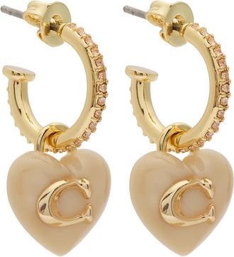 Coach Heart Hoop Earrings - Pink - One Size