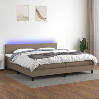 vidaXL Vidaxl - Cama Box Spring Con Colch&oacute;n Led Tela Gris Taupe 200x200 Cm