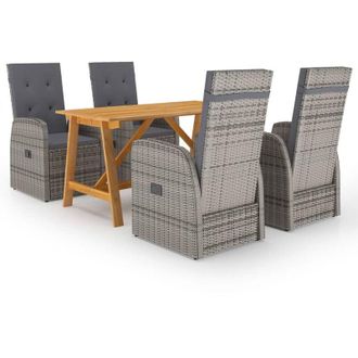 vidaXL Juego De Comedor Para Jard&iacute;n 5 Piezas Gris Vidaxl