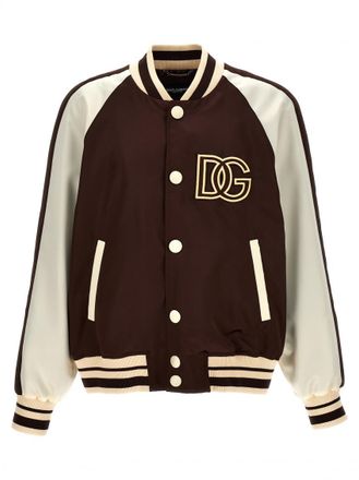 Dolce & Gabbana Brown Logo embroidery bomber jacket