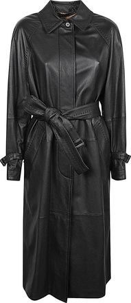 Max Mara Womens Leather Trench Coat - Black - Size EU 40 (Womens)