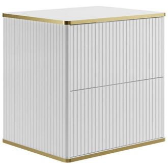 Vente-Unique Mobile sotto lavabo sospeso con scanalature con bordo dorato - Bianco - L60 cm - KELIZA