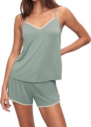 Eberjey Frida Cami Shorts Pajama Set In Eucalyptus / Ivory