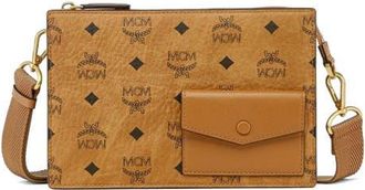 MCM Aren Standing Crossbody Pouch in Visetos in Brown at Nordstrom
