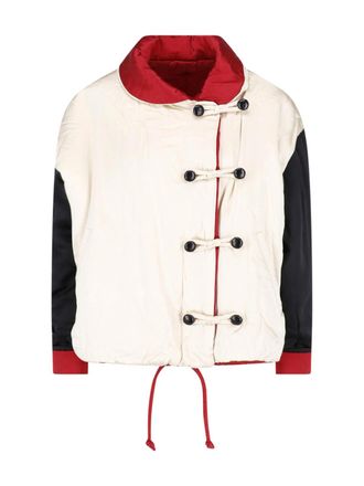 Isabel Marant Reversible Silk Satin Jacket with Padded Collar and Adjustable Hem