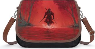 Generic Samurai Japanese Crossbody Bag Womens Handbag PU Message Bags Shoulder Purse with Adjustable Strap