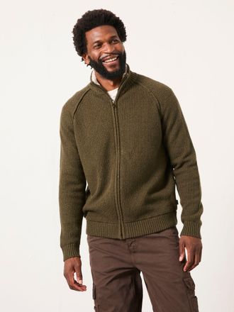 Fat Face FatFace Harwick Khaki Green Zip Through Bomber