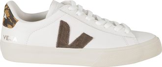 Veja White Campo Suede Logo Leather Low-Top Sneakers