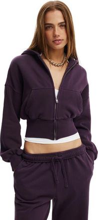Cotton On Womens Oversized Zip Through Hoodie in Washed Dark Mulberry at Nordstrom, Size Medium