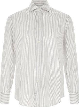 Brunello Cucinelli Gestreepte Knoopsluiting Shirt - Heren - Zakelijke Overhemden - Veelkleurig - S - Katoen - Overhemden
