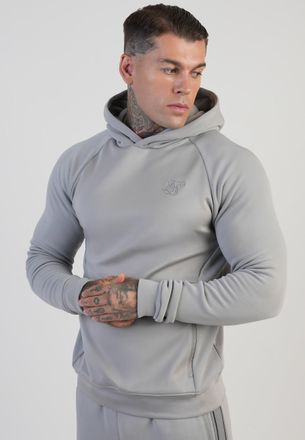 Siksilk Sudadera con Capucha para Hombres Gris Ajuste Muscular XXL