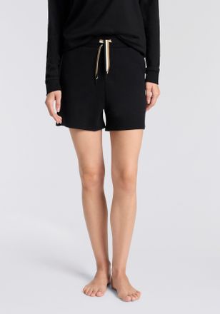 HUGO BOSS Sweatshorts BOSS CP Stripe_Shorts, Damen, Gr. M, N-Gr, schwarz (schwarz 001), Sweatware, Obermaterial: 46% Baumwolle, 46% Modal, 8% Polyamid, Basic la