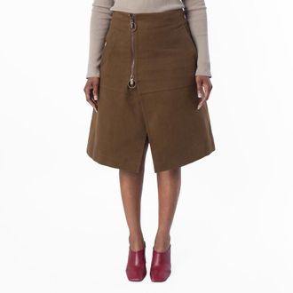 Burberry A Line High Waist Cotton Midi Skirt, Brand Size 10 (US Size 8)