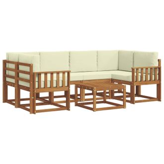 vidaXL Conjunto De Sof&aacute;s De Exterior Con Coj&iacute;n 7 Pcs Natural Y Crema Vidaxl