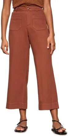 Sanctuary Soft Marine High Waist Wide Leg Crop Cotton Pants in Ancient Clay Ivory at Nordstrom, Size 27