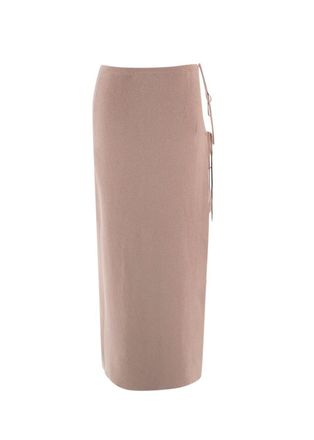 Magda Butrym Beige Ribbed Midi Wrap Skirt Size XS