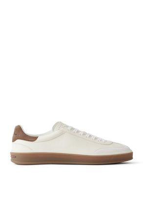 Loro Piana Tennis Walk Suede-Trimmed Leather Sneakers