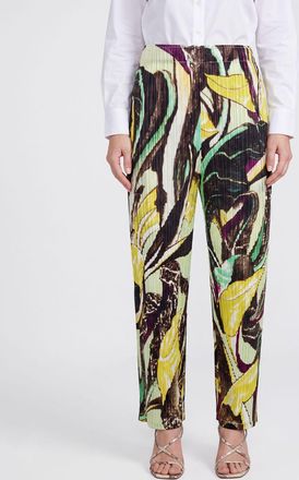 Pleats Please Issey Miyake Pantaloni slim fit in crepe stampato