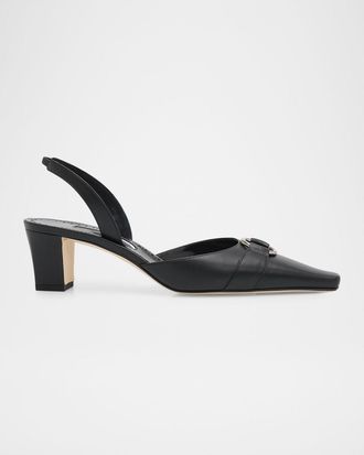 Manolo Blahnik 50mm Trixa Visconti Leather Slingback Pumps