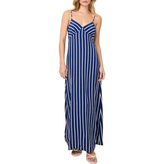 Solid & Striped The Rosetta Stripe Sleeveless Maxi Dress in Color Block Blue at Nordstrom, Size X-Small