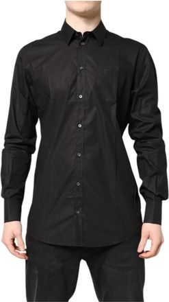Dolce & Gabbana Gold Dress Shirt - Heren - Casual Overhemden - Zwart - S - Katoen - Overhemden