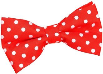 DQT Woven Polka Dot Classic Patterened Casual Pre-Tied Bow Tie for Men in Red