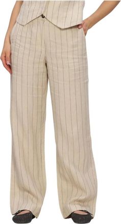 Moss Copenhagen Broeken, Dames, Beige, S, Katoen, Claritte Pants STP