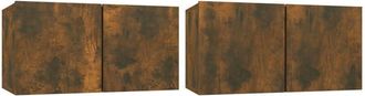vidaXL Vidaxl - Hanging tv Cabinets 2 pcs Smoked Oak 60x30x30 cm