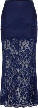 Paco Rabanne Lace-panelled Jersey Midi Skirt
