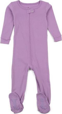 Leveret Footed Printed Cotton Pajamas, Solids, Stripes & Tie Dye in Purple at Nordstrom, Size 18-24M
