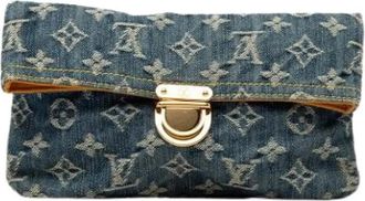 Louis Vuitton Pre-owned Denim Clutch - Dames - Vintage Clutch - Blauw - ONE Size - Denim - Vintage