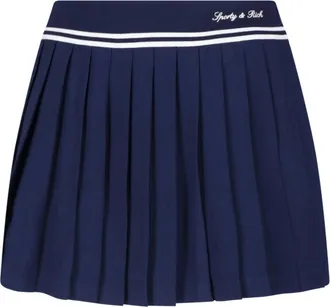 Sporty & Rich Pleated Skirt with Structured Waistband and Embroidered Details