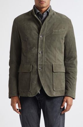 Eleventy Suede Jacket in 80 Green at Nordstrom, Size 56