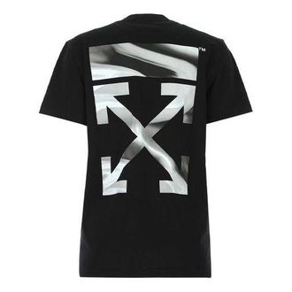Off-white (WMNS) Off-White SS21 Arrows Pattern Logo Printing Short Sleeve Black T-Shirt OWAA049R21JER0011009