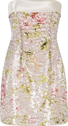 Alberta Ferretti Multicolor Floral Print Sequin Mini Dress