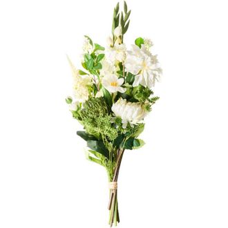 Beliani Ramo De Flores Artificiales Arreglado A Mano Preparado 70 Cm Blanco Louro