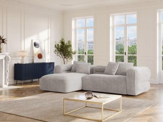 Vente-Unique Divano - Angolo a sinistra in Tessuto testurizzato Grigio - TREVALIS