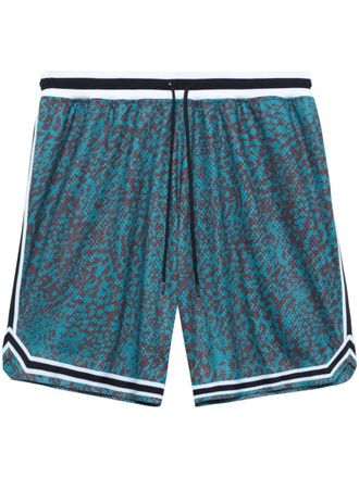 John Elliott + Co Game leopard-print track shorts - Blue