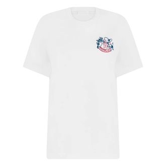 Moncler T-Shirts, female, White, Size: XL Logo Cotton T-Shirt