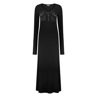 Diesel Knitted Dresses, female, Black, Size: XS Long Ribbed Dress