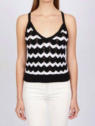525 america Izzie Chevron Stripe Tank In Black Multi